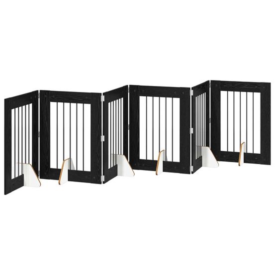 Porte de chien pliable avec supports 6 pc chêne noir 362 cm