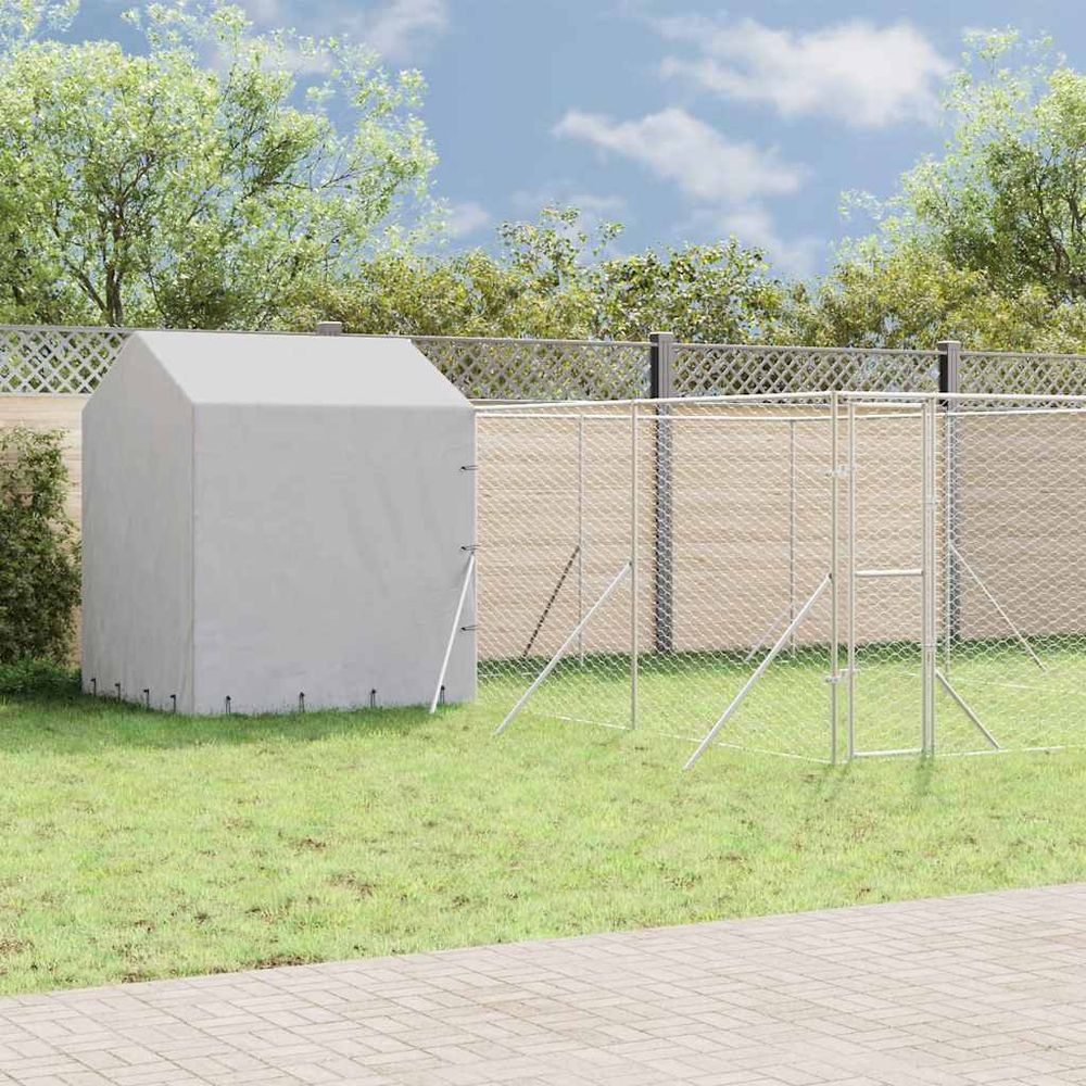Enclos extérieur pour chien acier galvanisé avec toit et parois 6x6x2,5 m