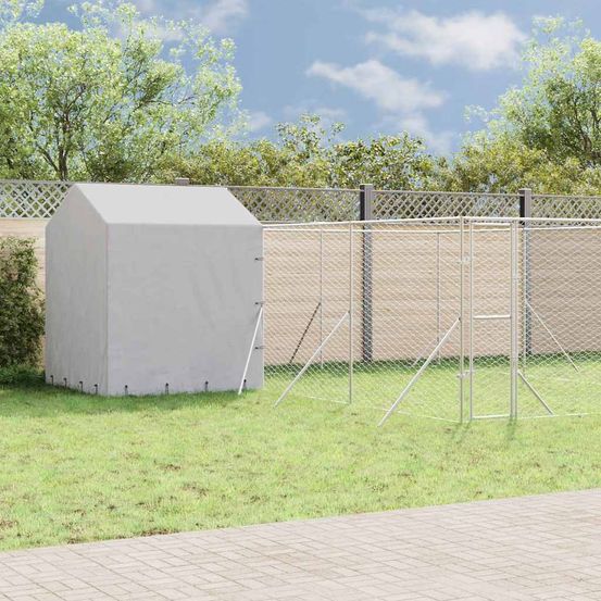 Enclos extérieur pour chien acier galvanisé avec toit et parois 6x6x2,5 m