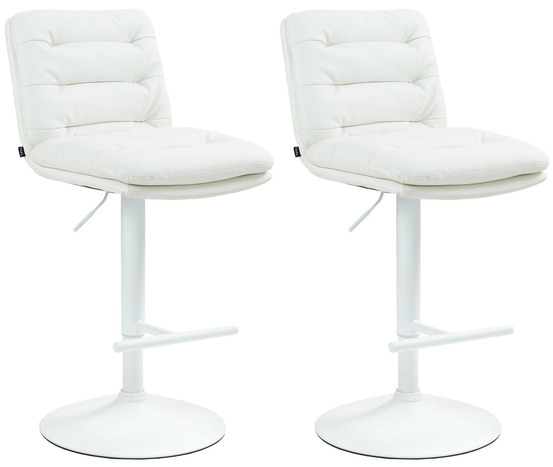 Lot de 2 tabourets de bar damar simili cuir blanc