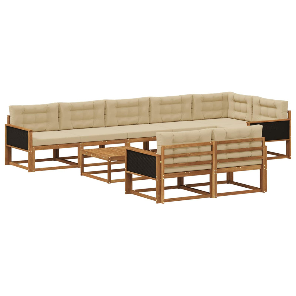 Ensemble de canapés d'extérieur 9 pcs naturel et beige