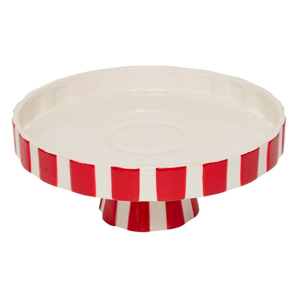 Plateau de présentation d.27cm céramique rouge et blanc