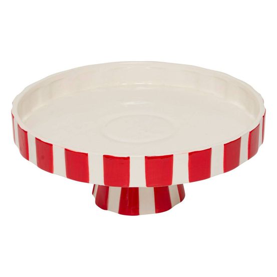 Plateau de présentation d.27cm céramique rouge et blanc