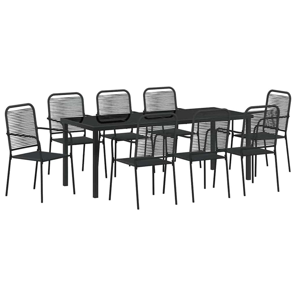 Ensemble de salle à manger pour jardin 9 pcs noir