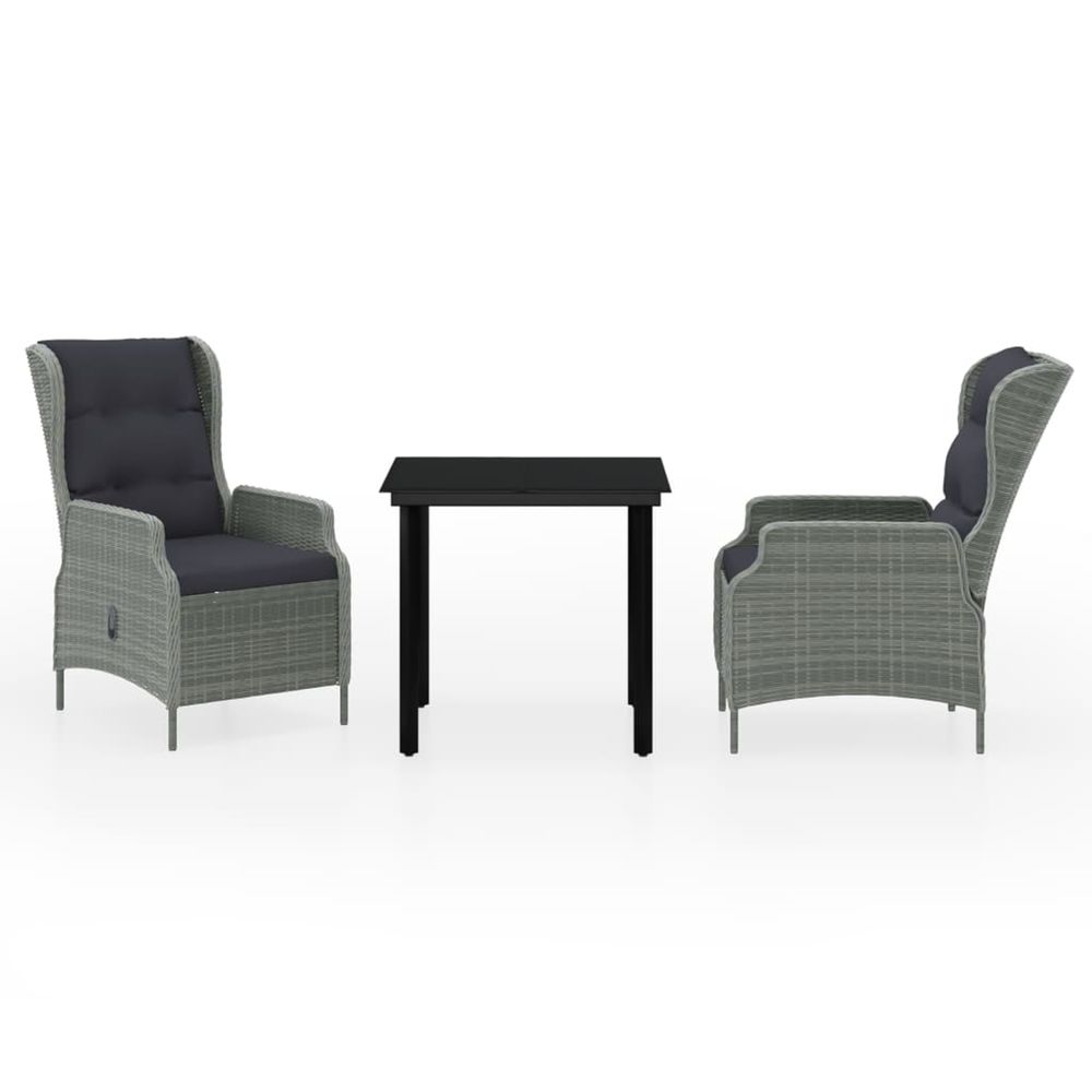 Ensemble à manger de jardin 3 pcs gris clair
