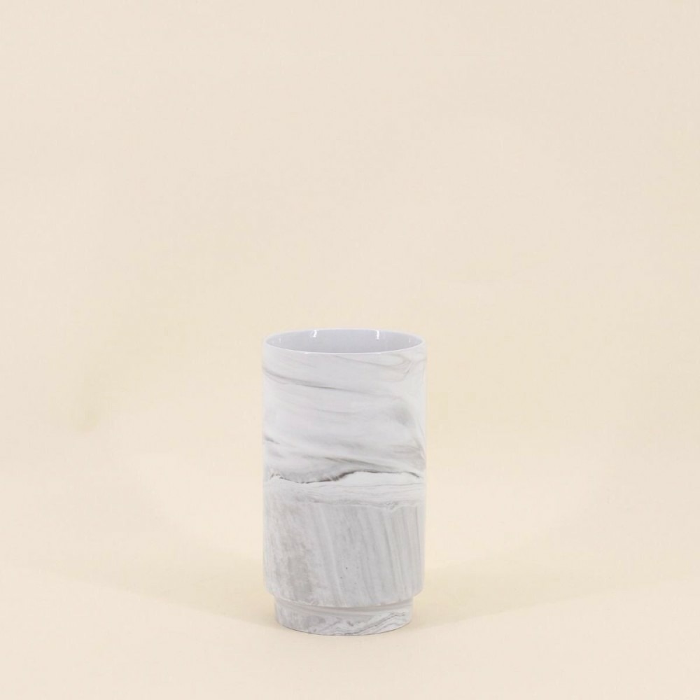 Vase en céramique effet marbre blanc 15cm