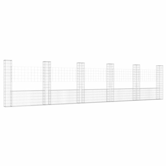 Panier de gabion en forme de u avec 6 poteaux fer 620x20x150 cm