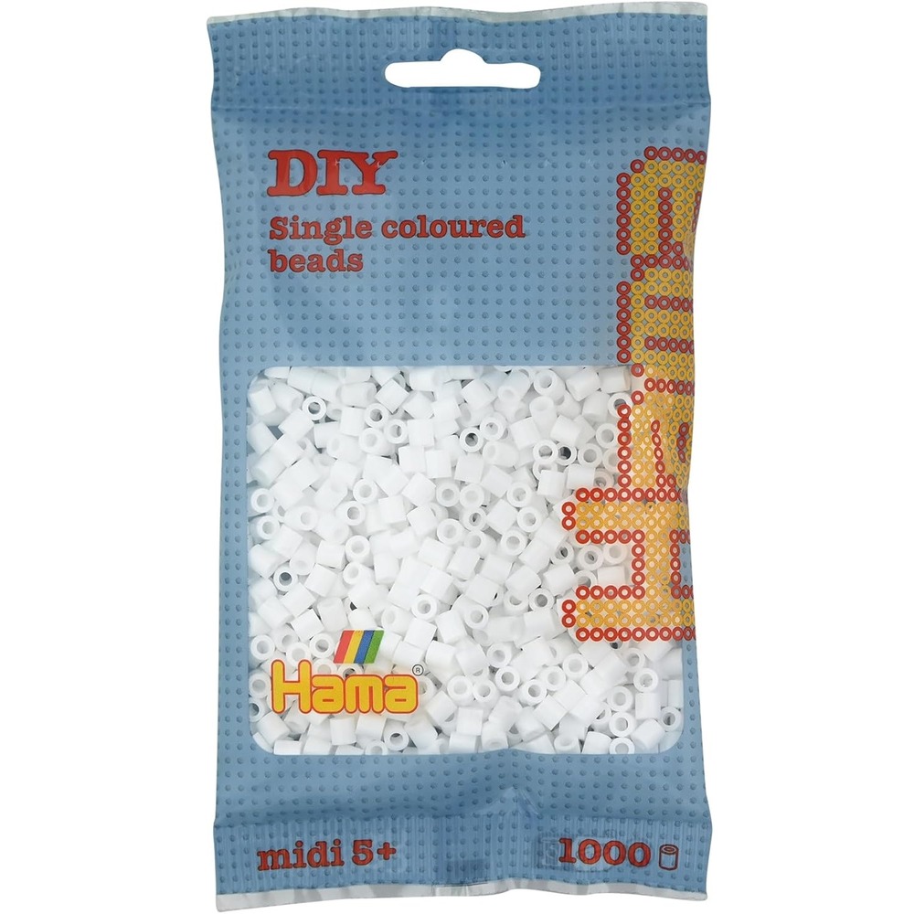 Sachet 1000 perles plastique midi blanc