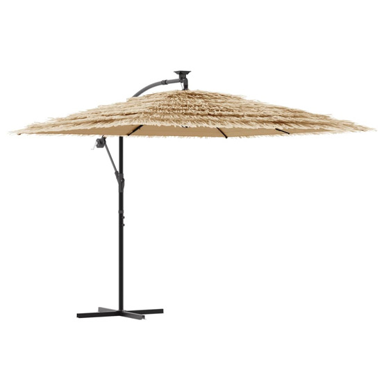 Parasol de jardin avec led et mât en acier marron 269x269x235cm