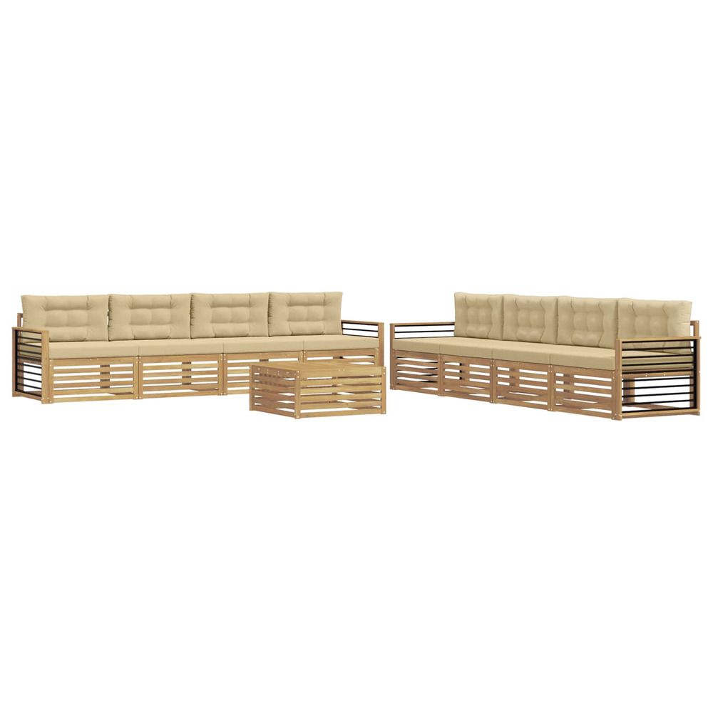 Ensemble de canapés d'extérieur 9 pc blanc et beige polyester
