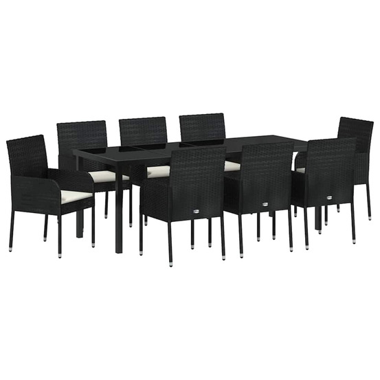 Ensemble de salle à manger pour jardin 9 pcs noir polyrotin