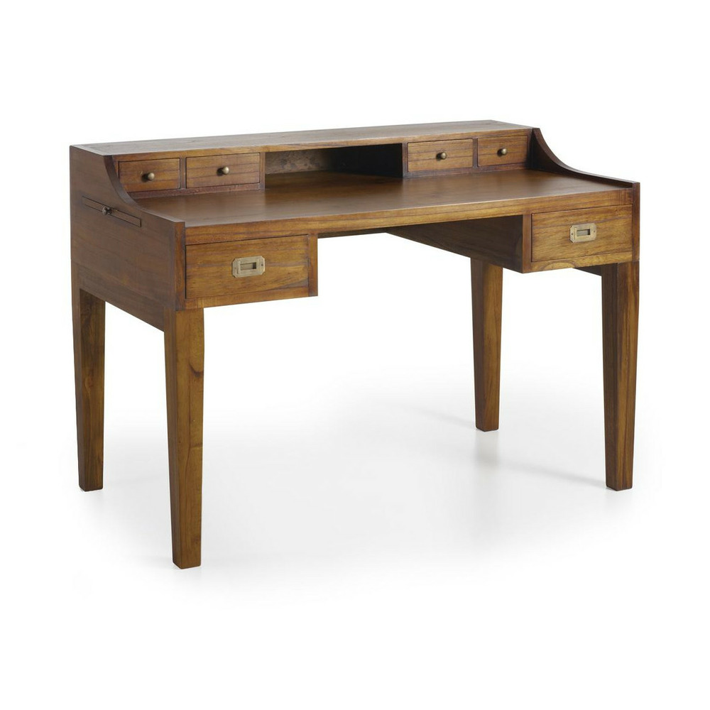 Bureau 6 tiroirs bronze bois marron - onéline décoration d'autrefois