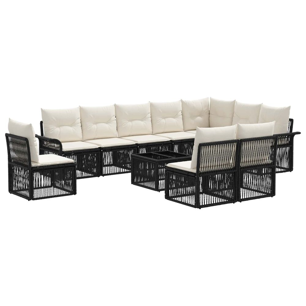 Ensemble de canapé de jardin 11 pc noir polyrotin
