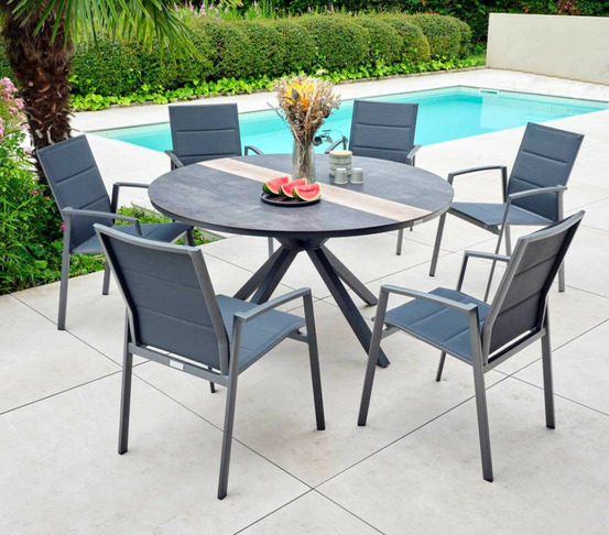 Ensemble table et chaises de jardin - 6 places - carmel rond