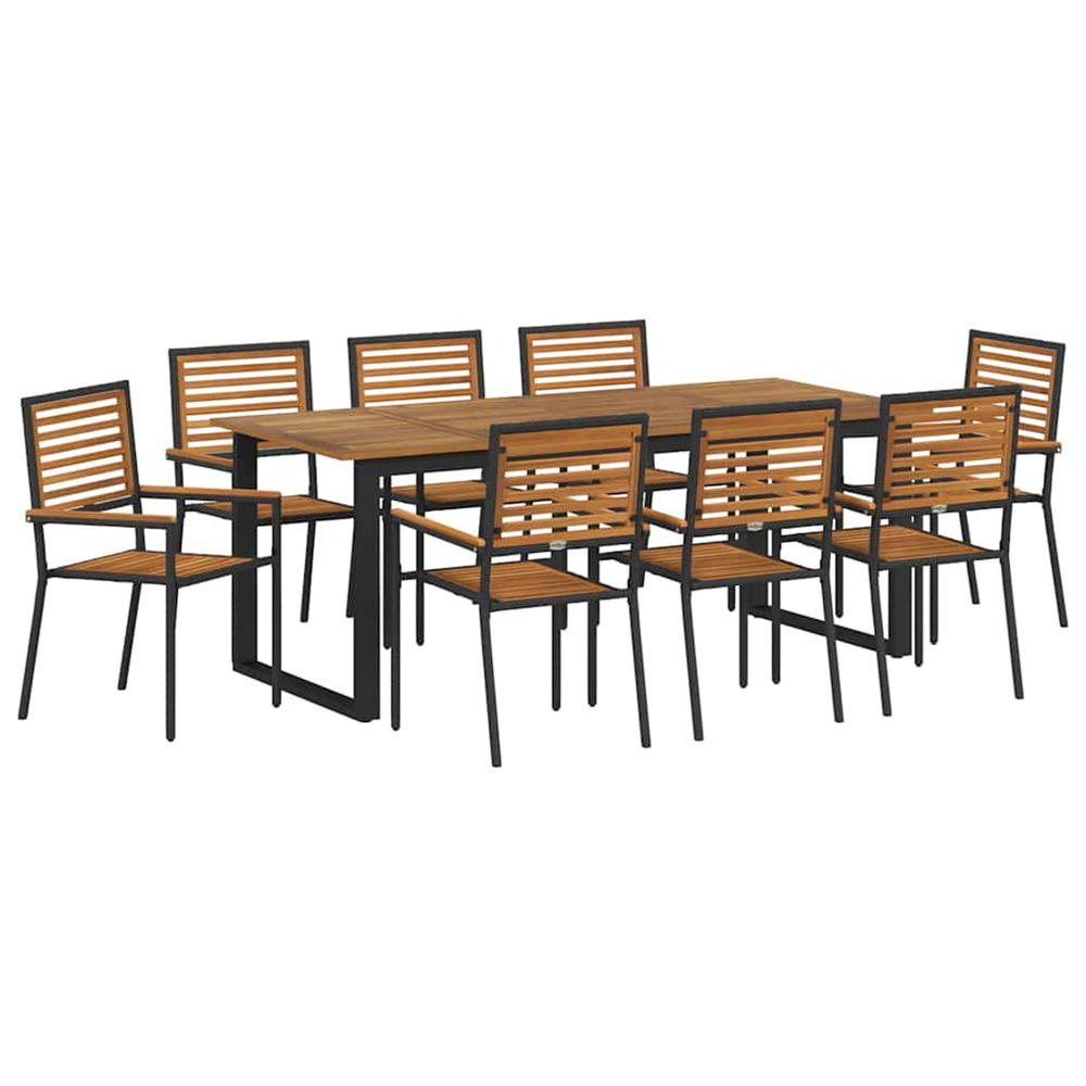 Ensemble de salle à manger pour jardin 9 pcs noir