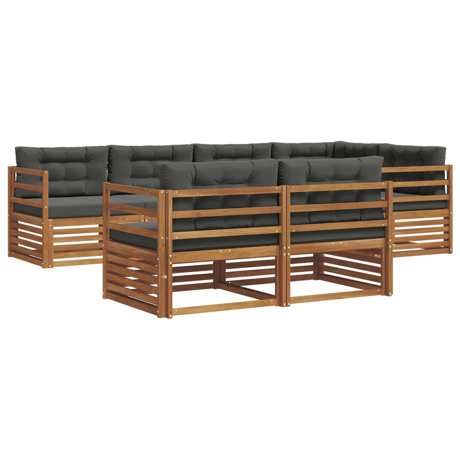 Ensemble de canapés d'extérieur 7 pcs naturel et anthracite