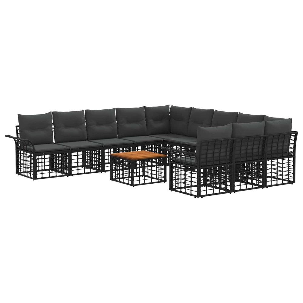 Ensemble de canapés d'extérieur 12 pc noir et gris foncé