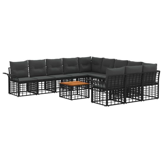 Ensemble de canapés d'extérieur 12 pc noir et gris foncé