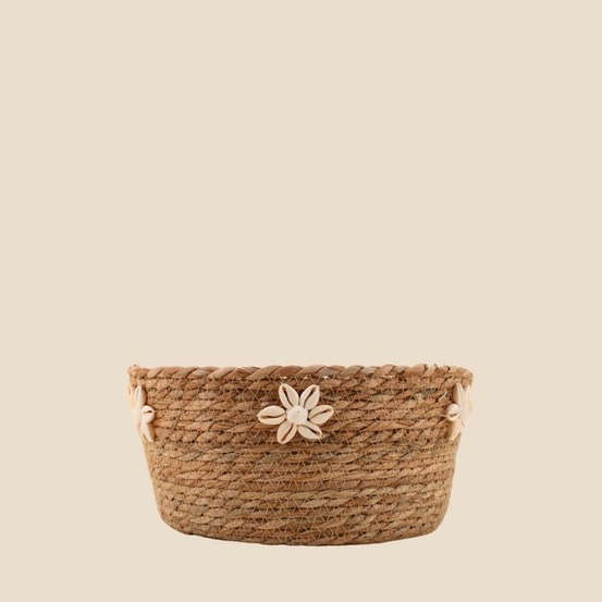 Panier en fibres naturelles détails coquillages 27cm