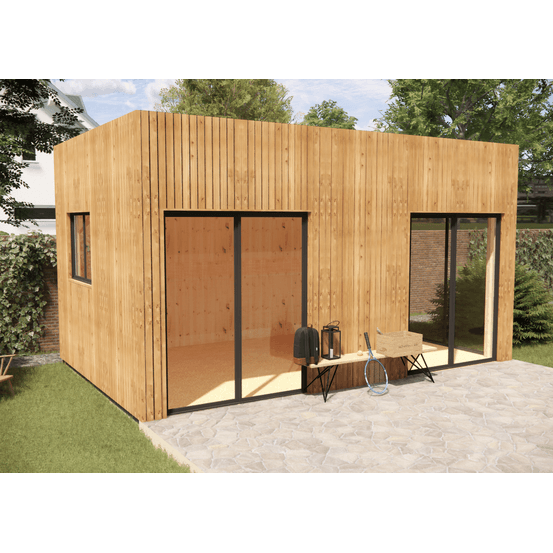 Studio de jardin re2020 en bois 5,5 x 3,5 x 3,2 m / isolation re2020 avec plancher isolé / menuiseries alu k-line