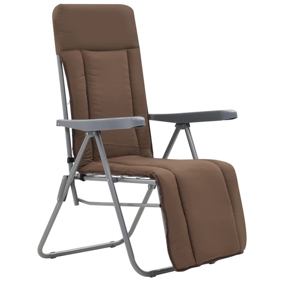 Chaises pliables de jardin avec coussins lot de 2 marron