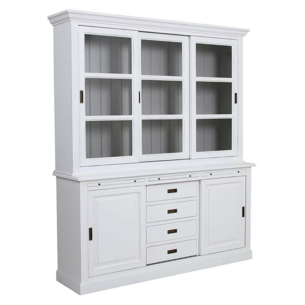 Buffet 3 portes vitrées mdf blanc - rhode island interior's