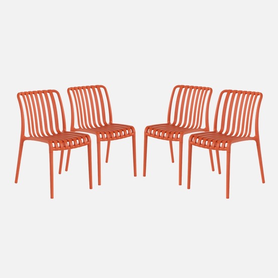 Lot de 4 chaises de jardin en plastique, empilables, déjà montées