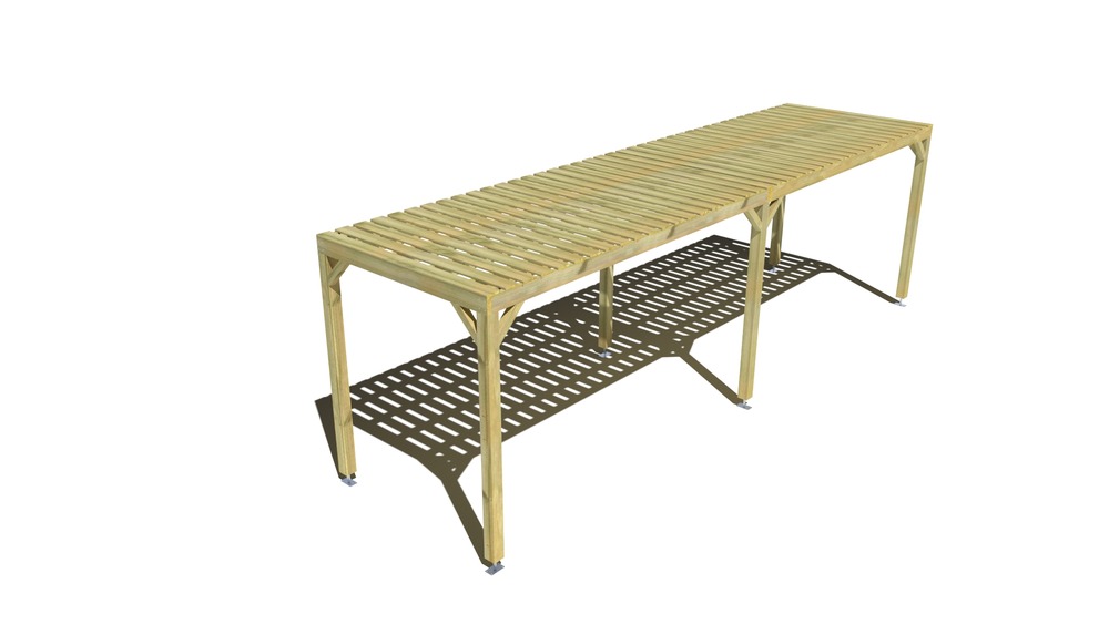 Pergola bois • 8m x 2m • indépendante • sens largeur • platelage bois • livraison comprise