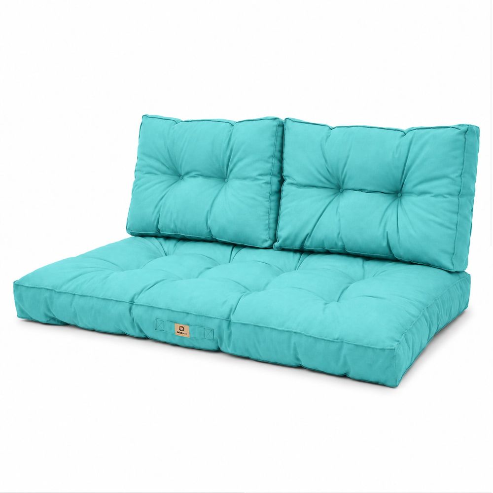Coussins pour salon de jardin capitonné 100x50cm bleu caraïbes
