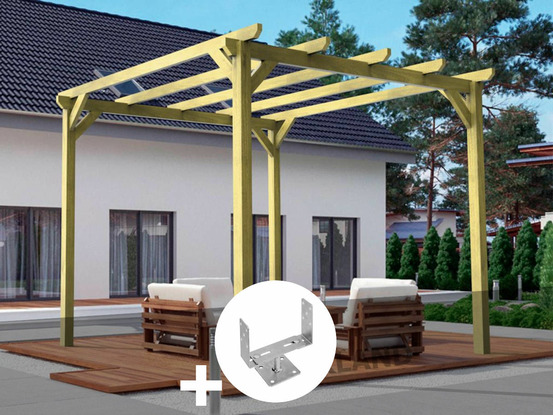 Pergola massive en bois le havre 420 x 300 cm + 4 supports surélevés
