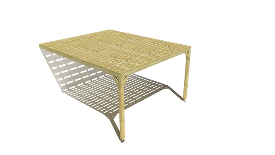 Pergola bois • 4m x 5m • adossée • sens profondeur • platelage bois • livraison comprise