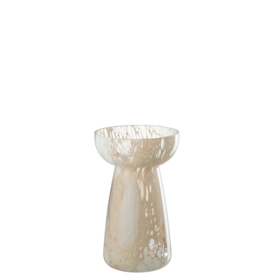 Vase fils en verre beige/blanc 10.5x10.5x17.5 cm