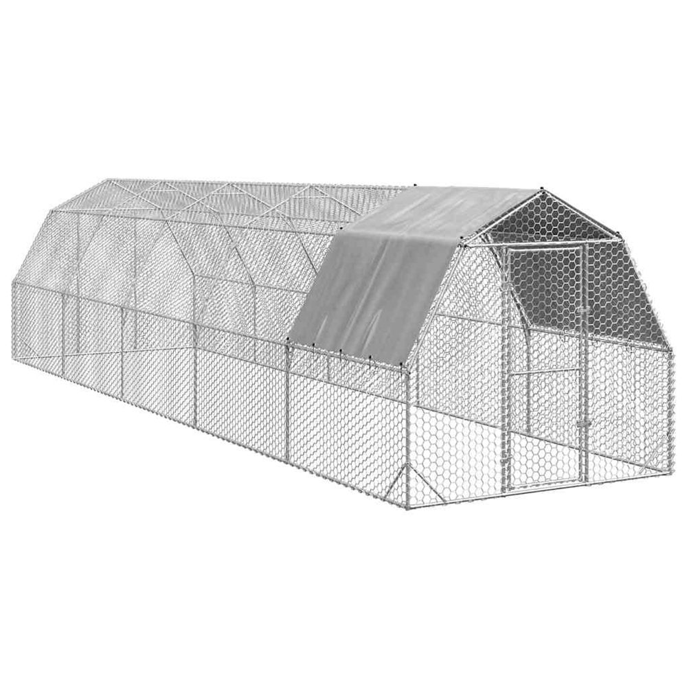 Poulailler avec toit 2,5x10x2,25 m acier galvanisé