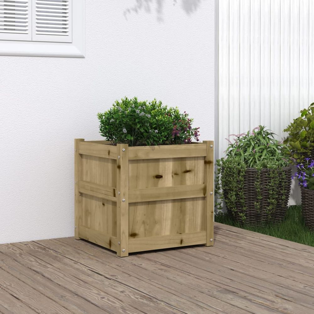 Jardinière carrée bois traité autoclave pour potager extérieur 50cm