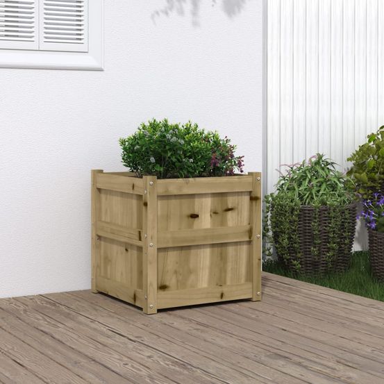 Jardinière carrée bois traité autoclave pour potager extérieur 50cm