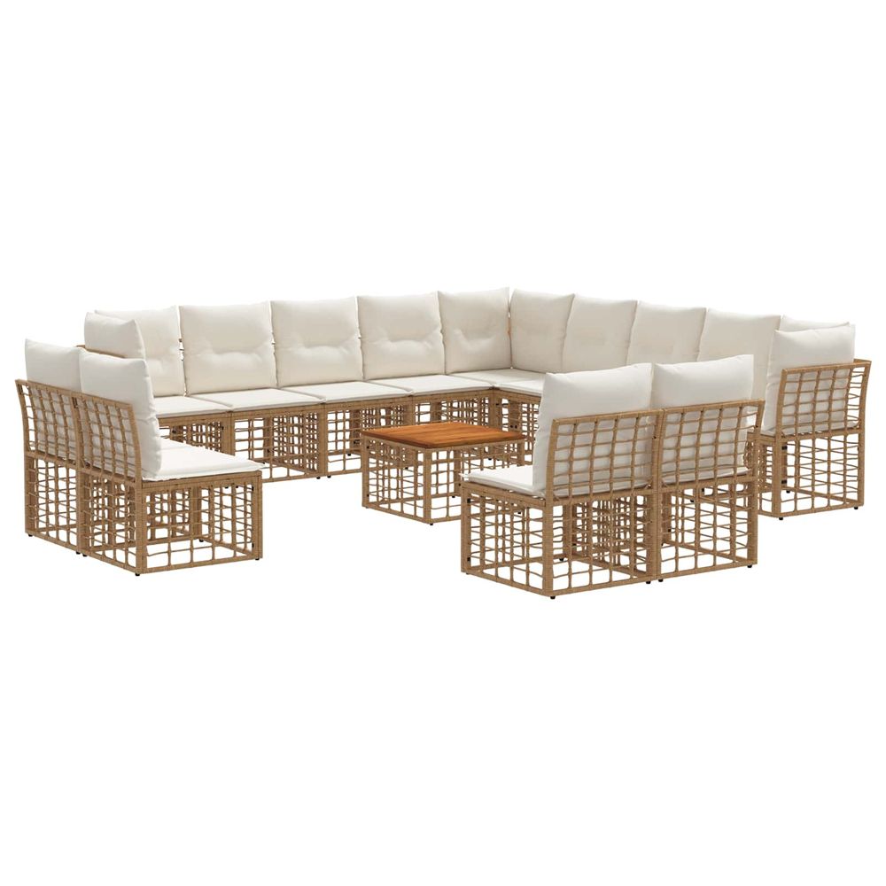 Ensemble de canapés d'extérieur 14 pc blanc naturel et crème