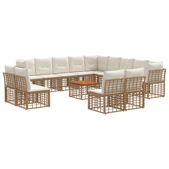 Ensemble de canapés d'extérieur 14 pc blanc naturel et crème