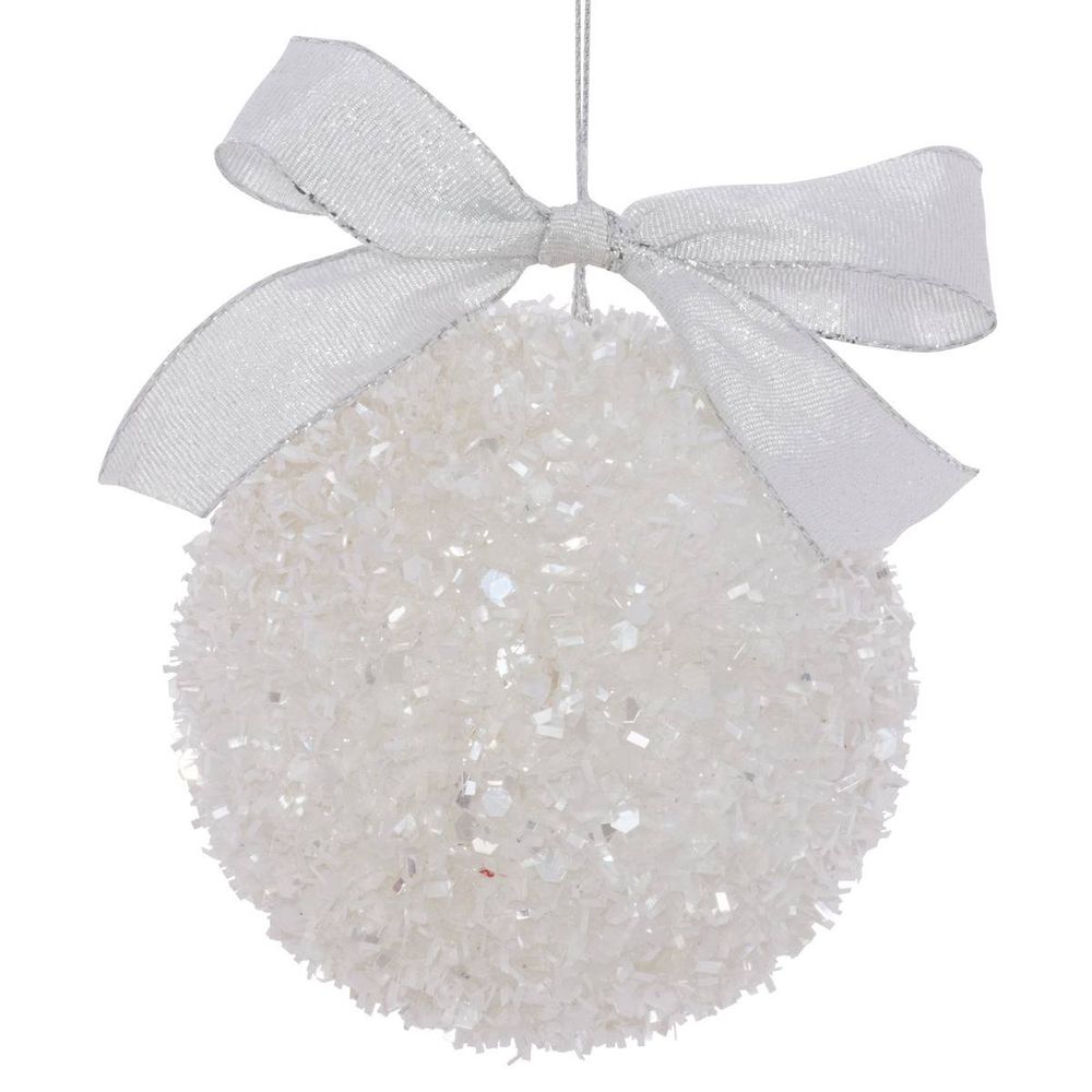 Suspension de sapin forme brillante blanche 8 cm