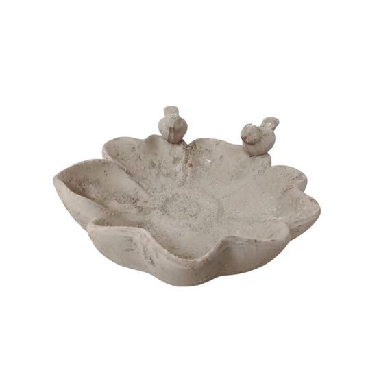 Mangeoire à oiseaux abreuvoir jardin fleur ancien béton gris 26cm