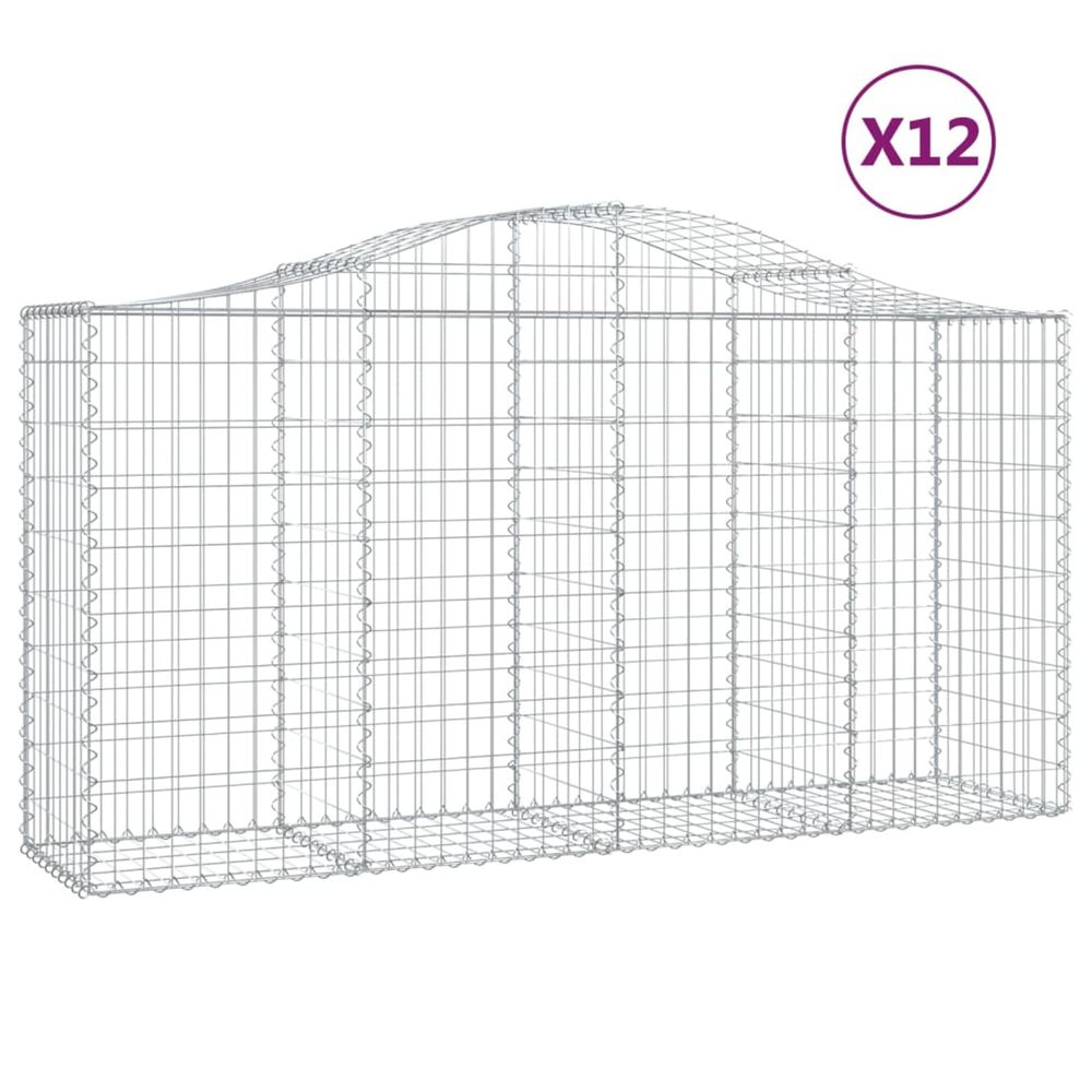 Paniers à gabions arqués 12 pcs 200x50x100/120 cm fer galvanisé