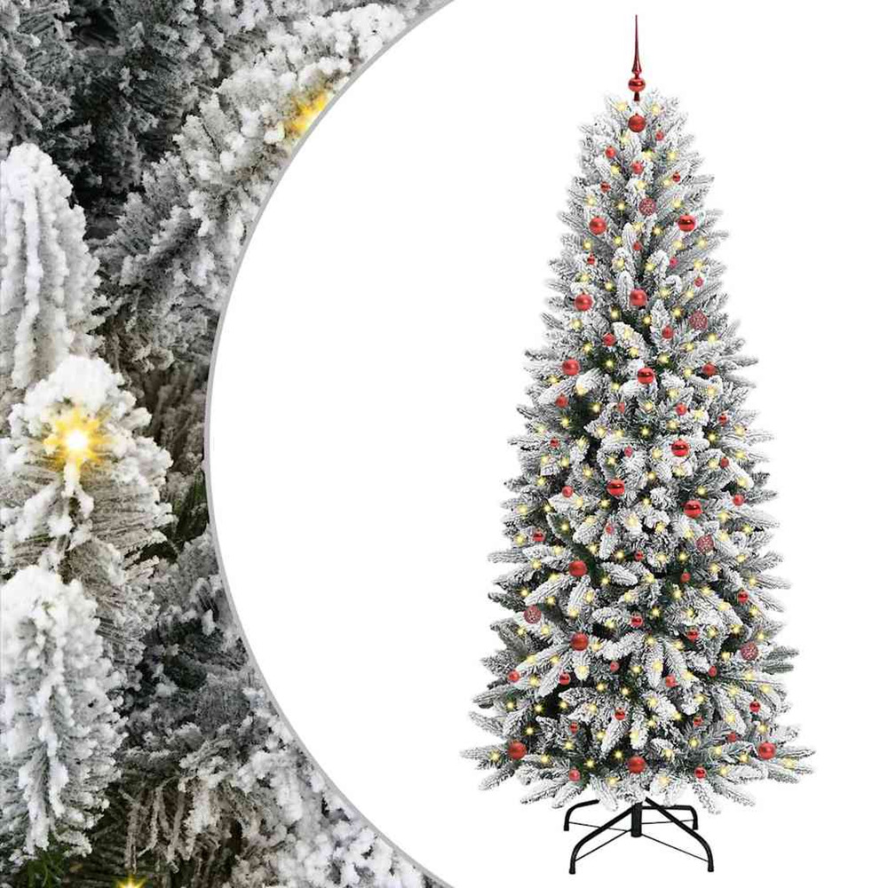 Sapin de noël artificiel avec 300 led avec support blanc 240 cm