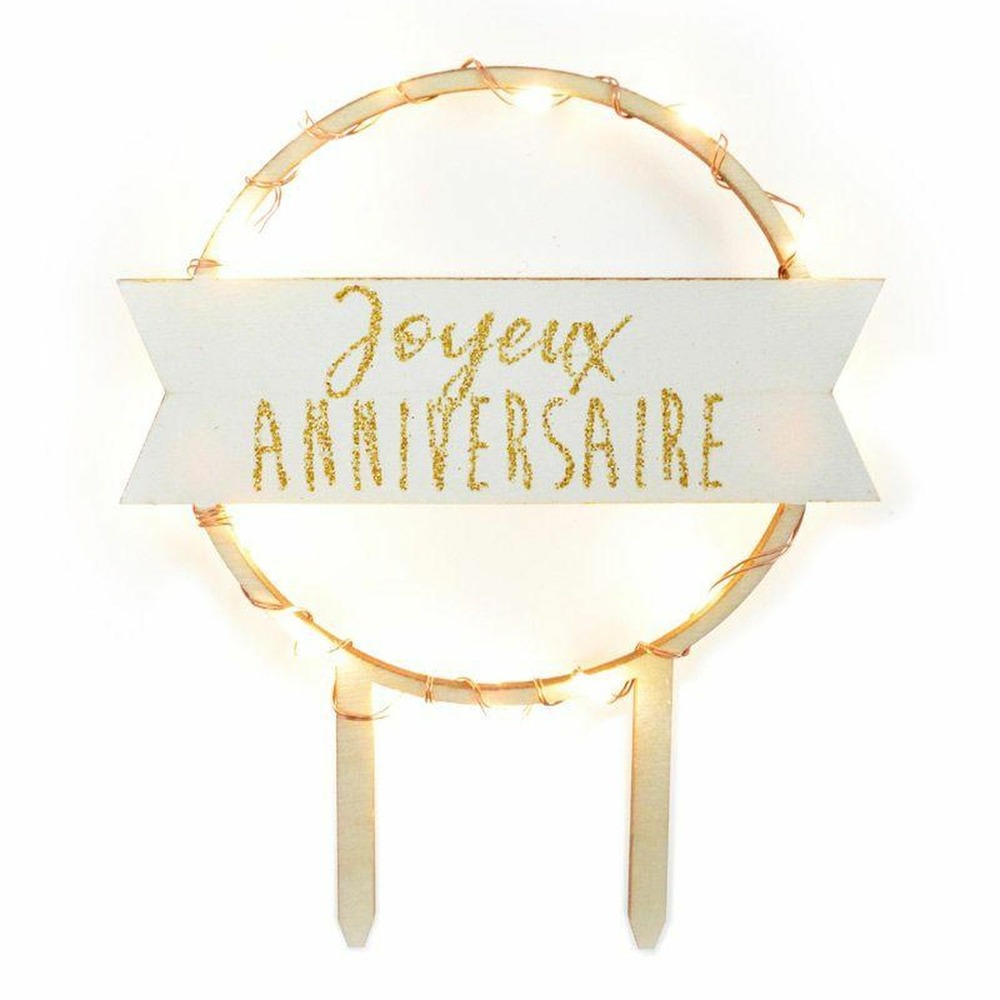 2 cake toppers led - joyeux anniversaire