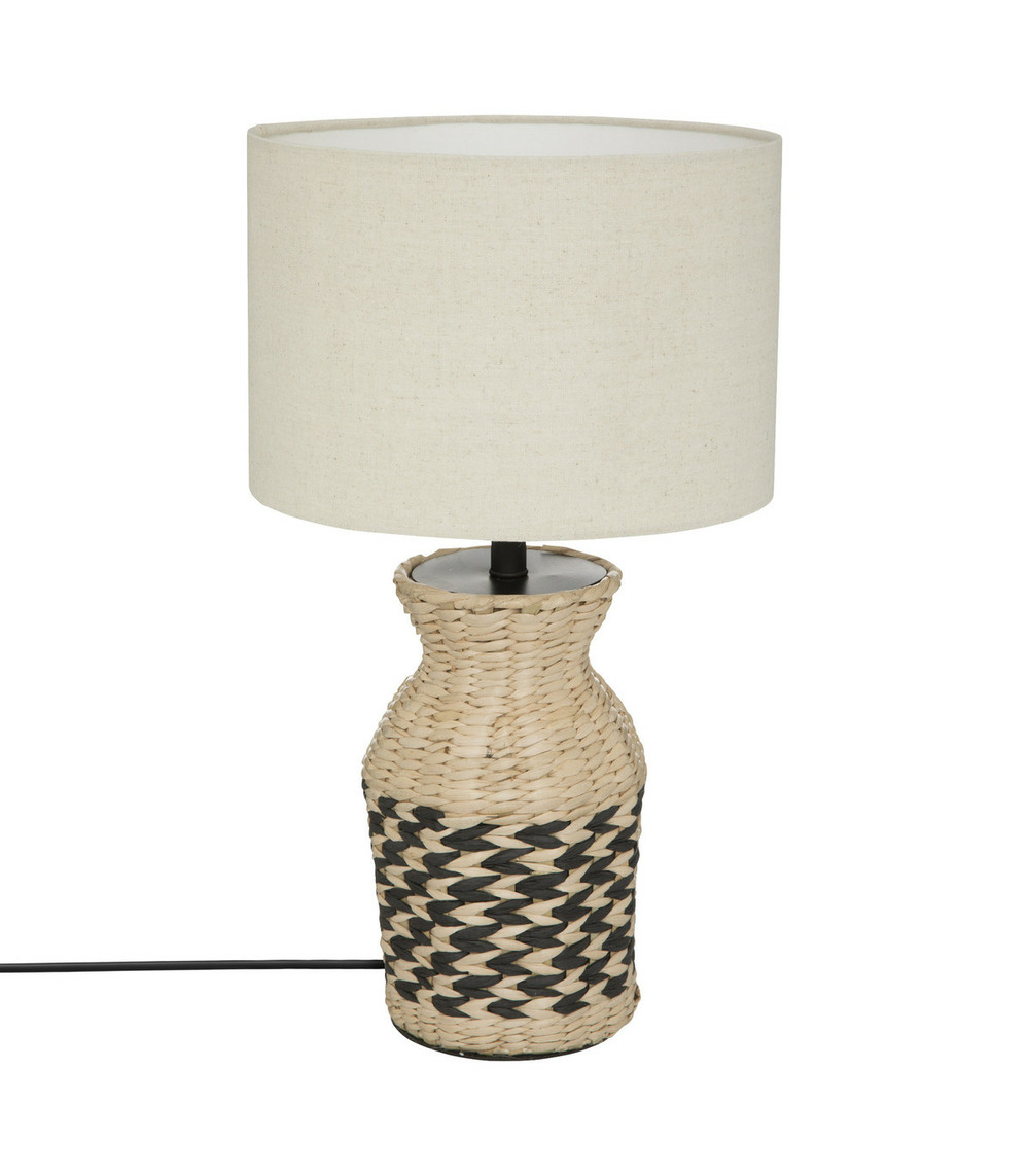 Lampe à poser en osier et abat-jour en coton h 49 cm