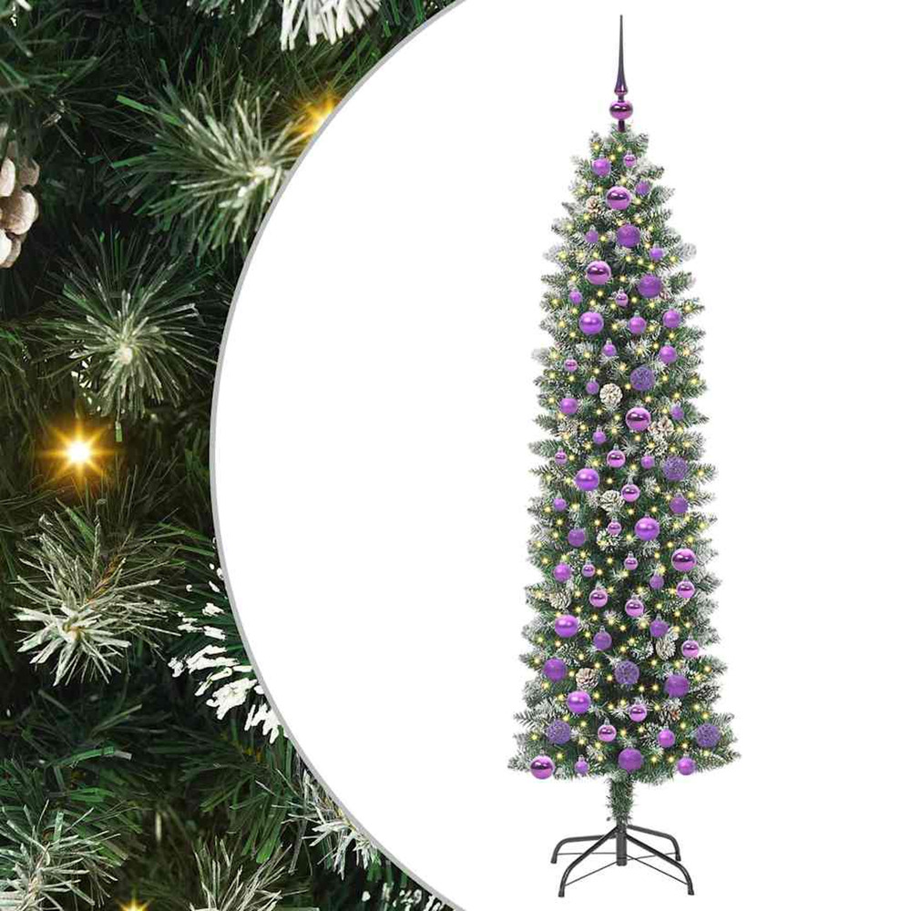 Arbre de noël artificiel slim avec 300 led vert et blanc 180 cm