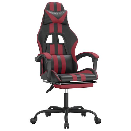 Chaise de jeu pivotante repose-pied noir bordeaux similicuir
