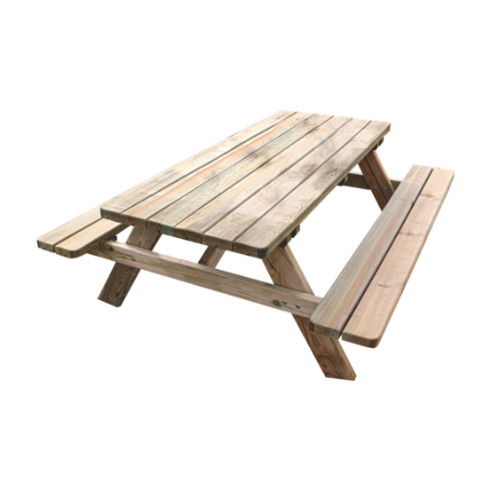 Table de pique-nique en bois avec bancs intégrés 6 personnes - 1,77 m