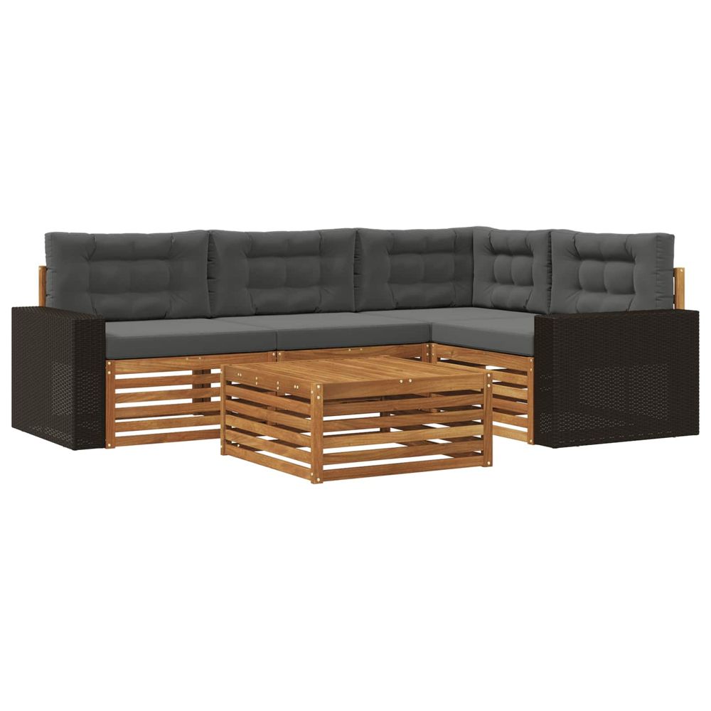 Ensemble de canapés d'extérieur 5 pc naturel et anthracite