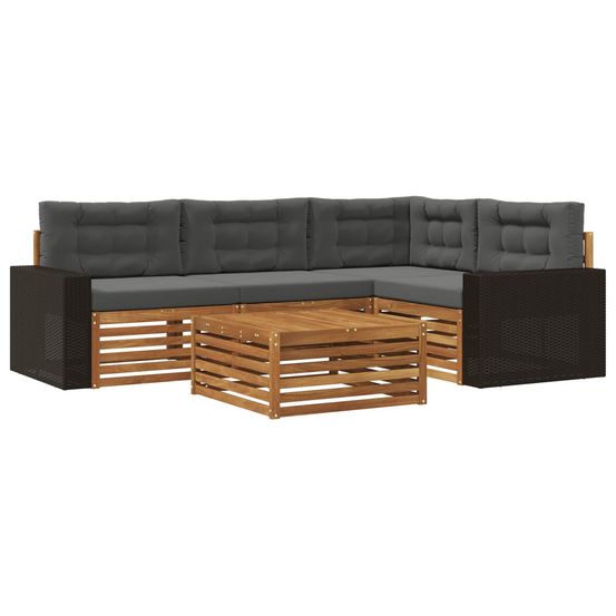 Ensemble de canapés d'extérieur 5 pc naturel et anthracite