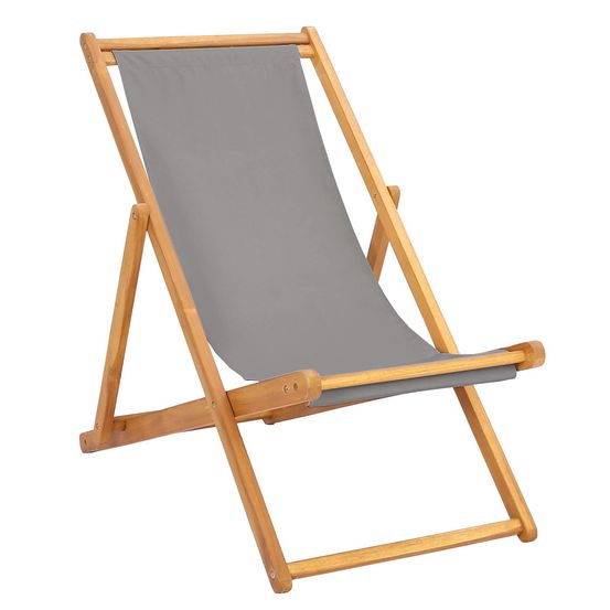 Chaise de plage gris clair bois de teck massif