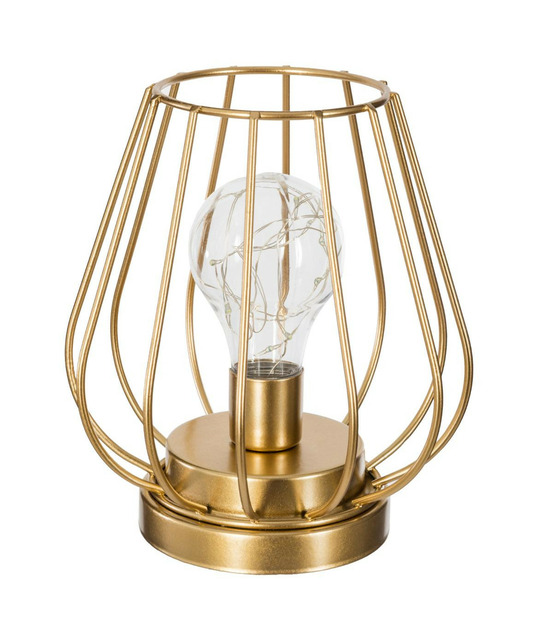 Lampe led en métal filaire doré h 17 cm